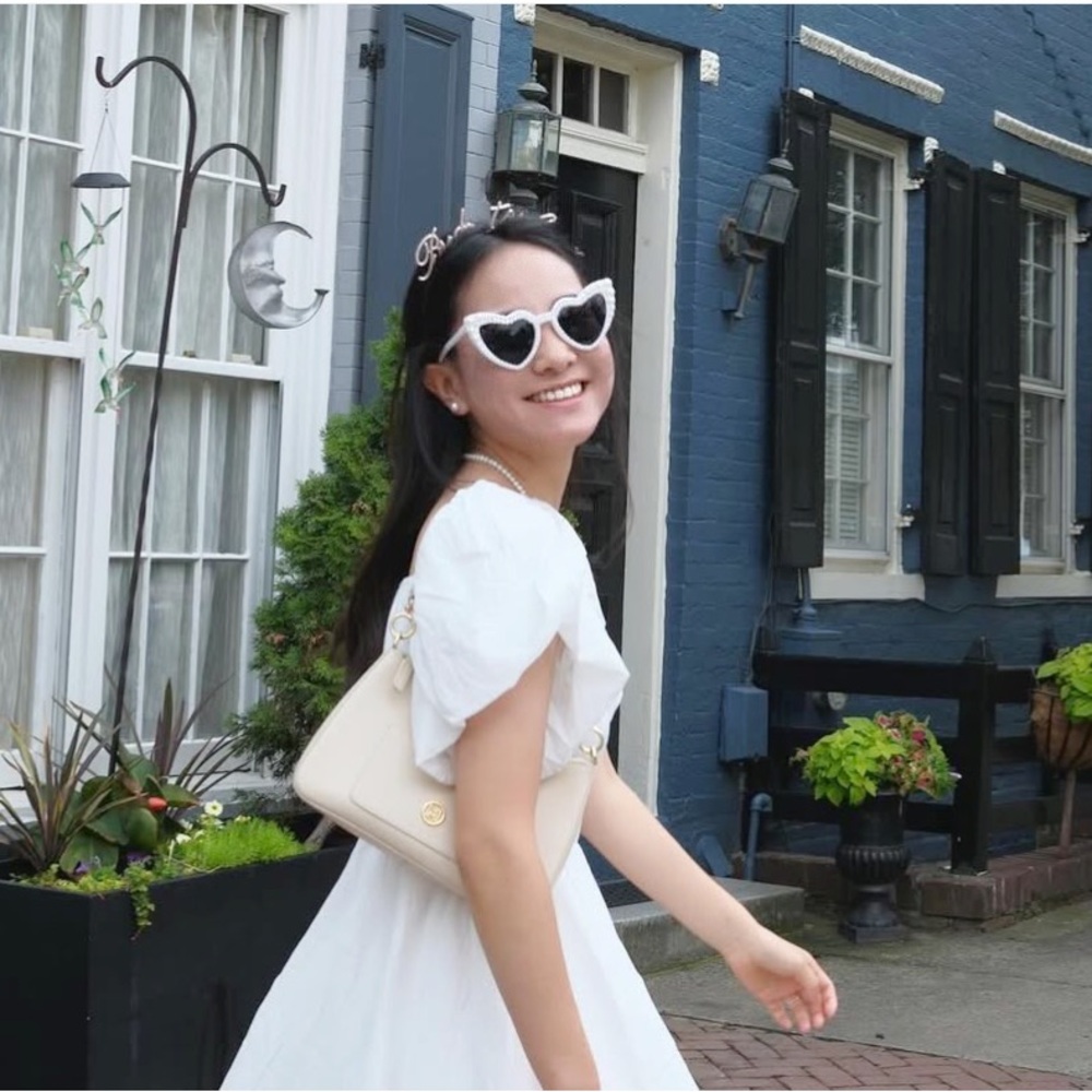 Francesca's White Puff Sleeve Dress